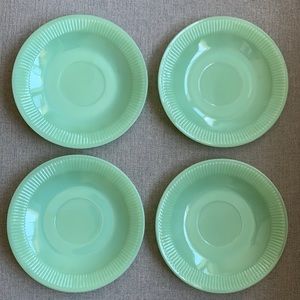 Set of 4 Jadeite Milk Glass Saucers